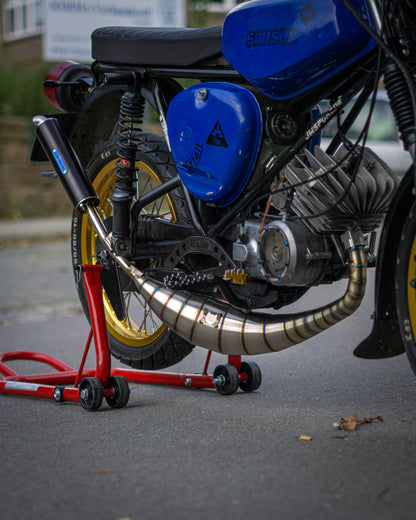 "GP-F91 rechtsverlegt" Auspuff 70-120ccm S51 Edelstahl