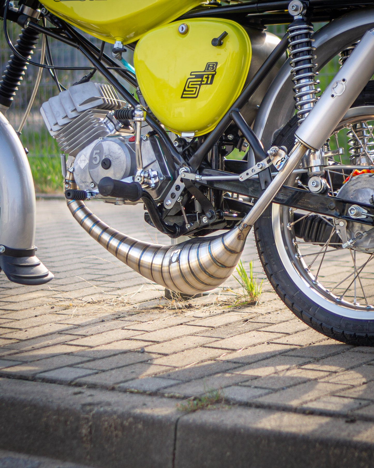 "GP-BB91 linksverlegt" Auspuff 85-120ccm S51 Edelstahl