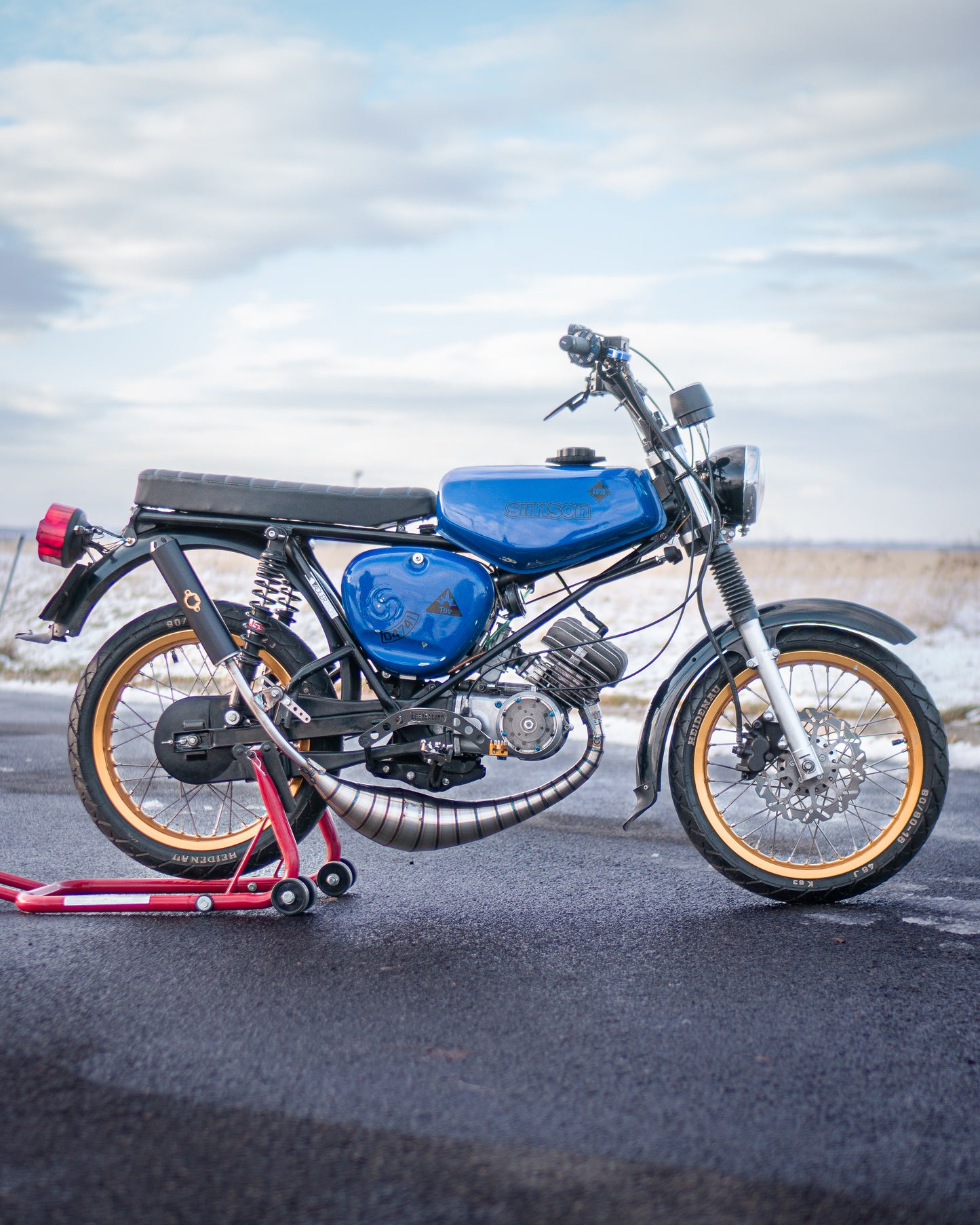 "GP-BB91 rechtsverlegt" Auspuff 85-120ccm S51 Edelstahl