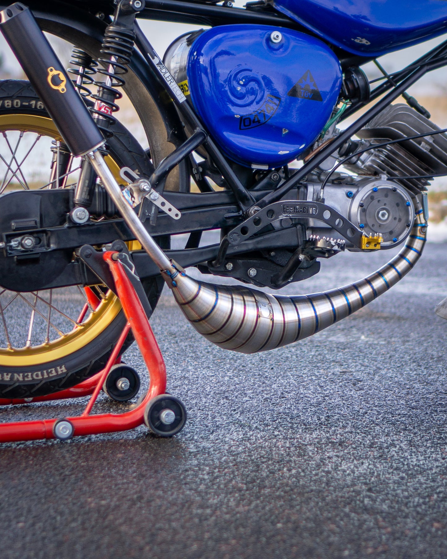 "GP-BB91 rechtsverlegt" Auspuff 85-120ccm S51 Edelstahl