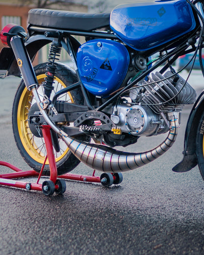 "GP-BB91 rechtsverlegt" Auspuff 85-120ccm S51 Edelstahl