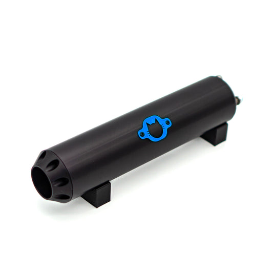 Schalldämpfer Racing "AllBlack" Blaues Logo